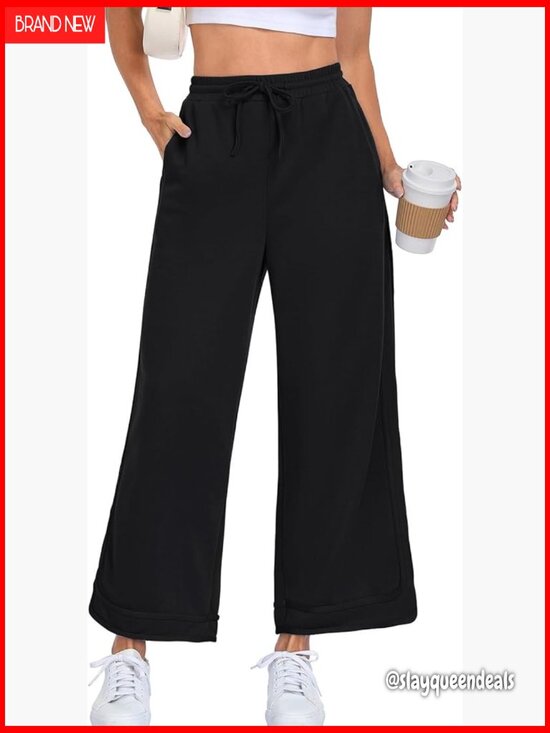 Pants - Baggy Wide Leg Sweatpants High Waisted Palazzo Pants Loose Drawstring Lounge